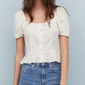 H&M LINEN-BLEND BLOUSE